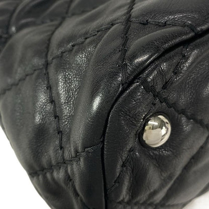 Chanel Tote Bag Wild Stitch Black Chain Shoulder/silver Hardware Leather