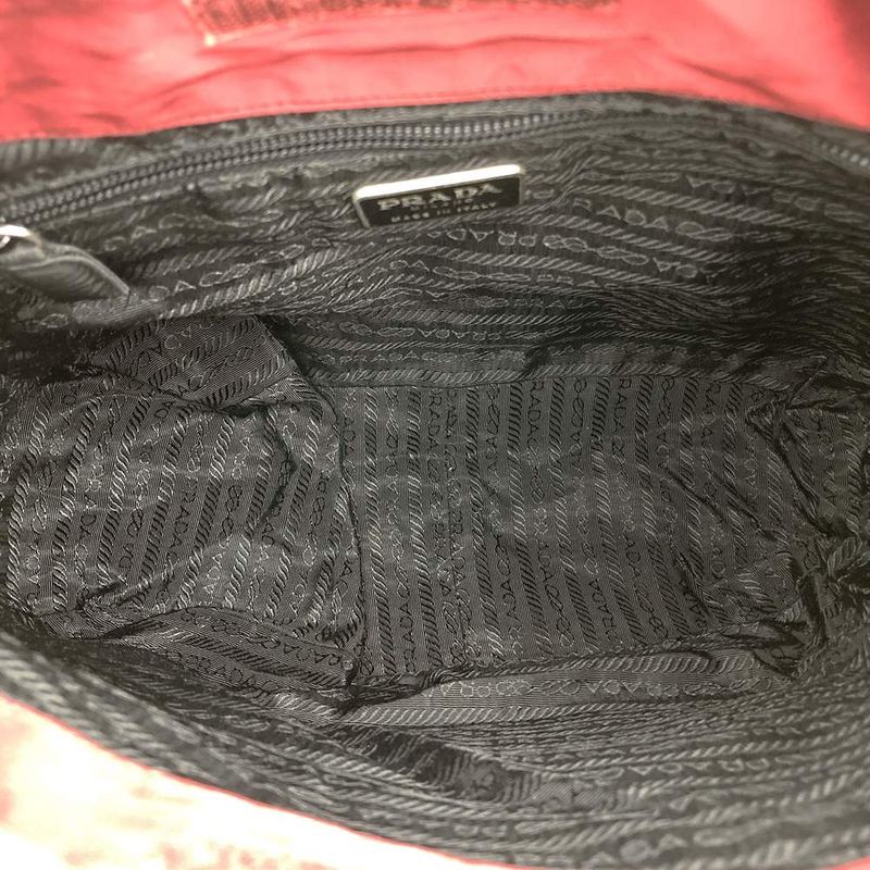 Prada Tote Handbag One Shoulder Plastic Handle Nylon Red Vintage Ladies Men