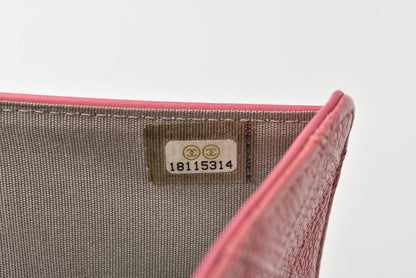 Chanel Wallet Chanel 2 Fold Wallet Leather Quilted Stitching Rose Silver