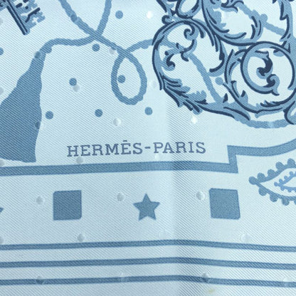 Hermes 2023 Carré 55 Les Cles Primeur Silk Scarf Blue