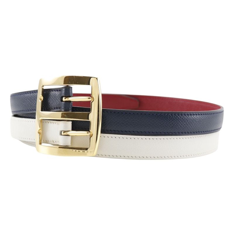 Hermes Reversible Courchevel X Swift Blue Indigo/rouge Vif 0X Women's Belt