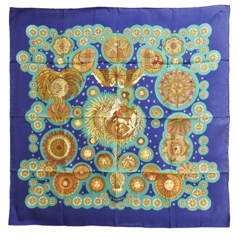 Hermes Carré 90 Silk Blue Women's Scarf