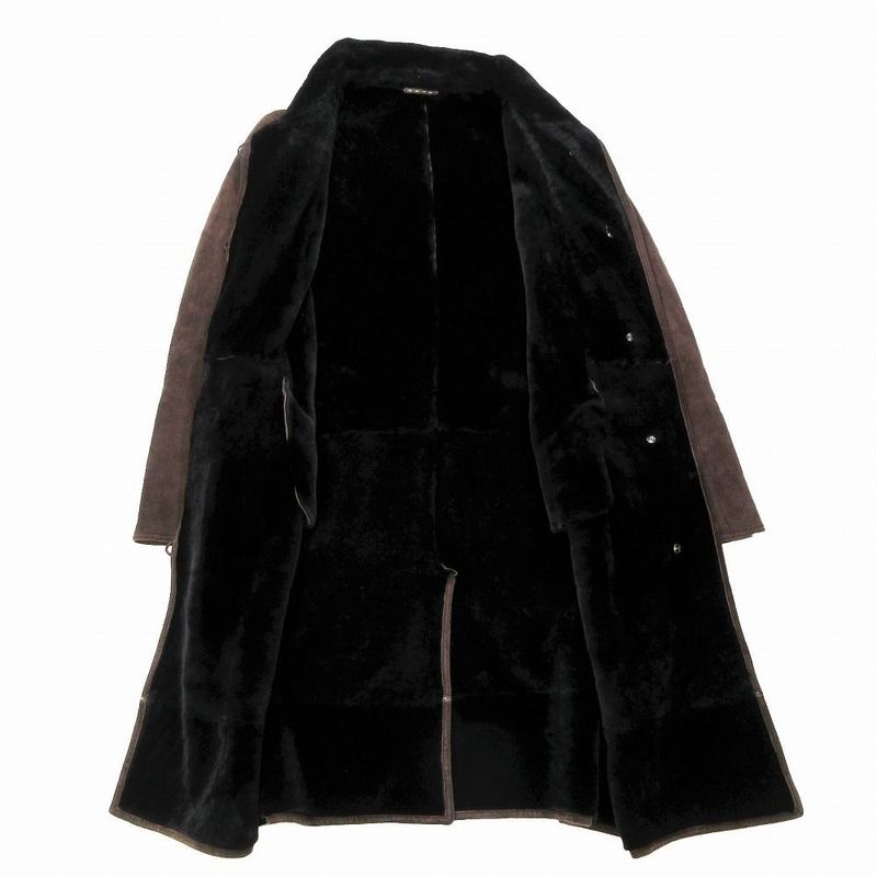 Fendi Mouton Boa Long Coat Knee Length Brown Size 48 Men's Women's