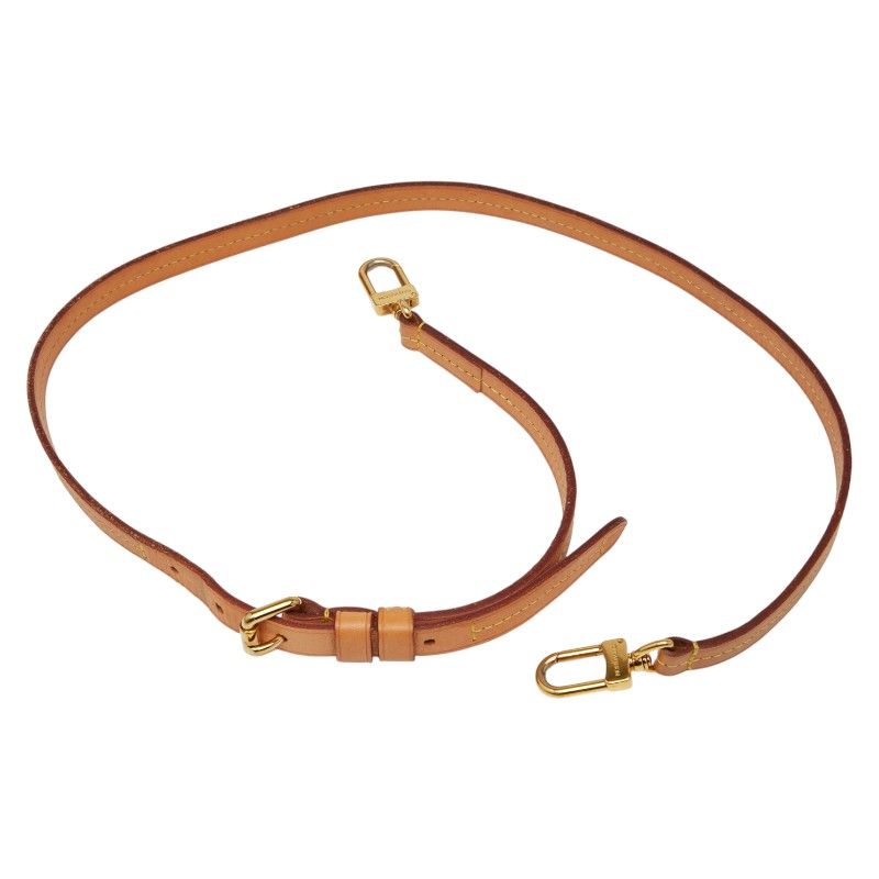 Louis Vuitton Shoulder Strap Brown Gold Leather Plated Women's Louis Vuitton