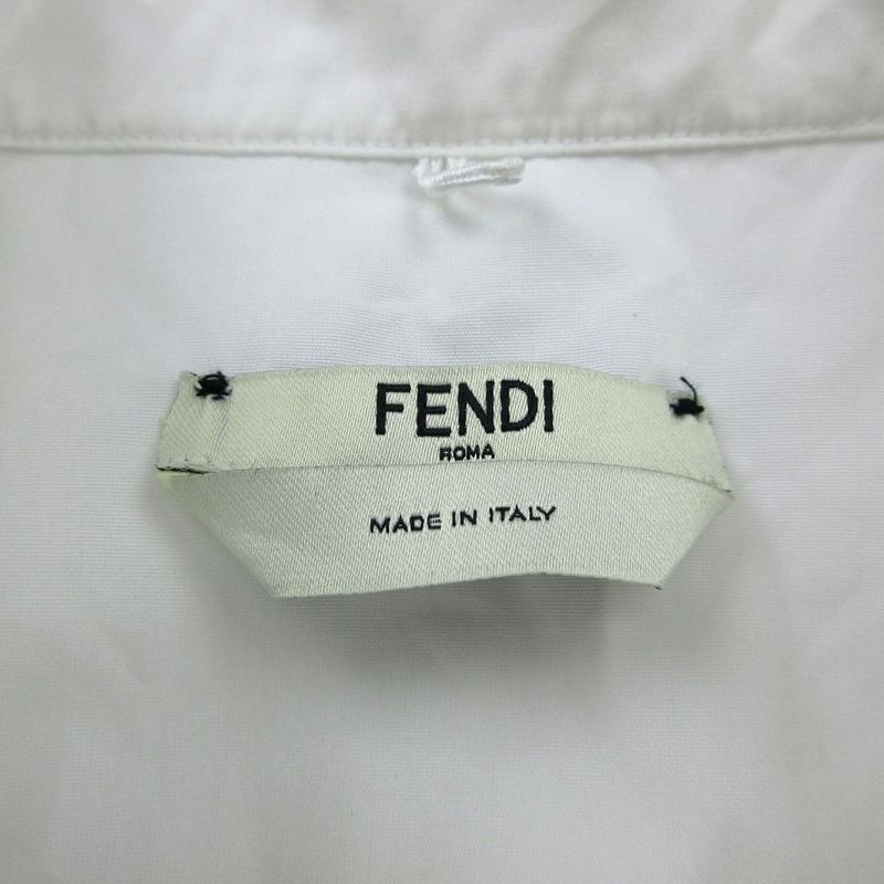 Fendi 12cpf-21-1569 Cape Rose Blouse Shirt Top Long Sleeves White Size M Women's
