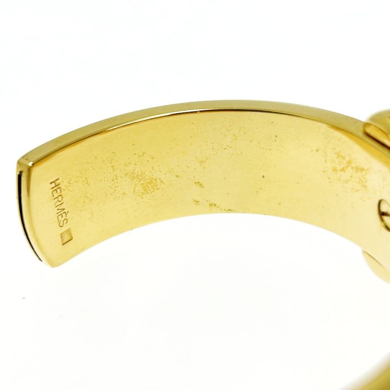 Hermes Leather GP Knot Bangle Women's Brown Gold 364000 Bangle