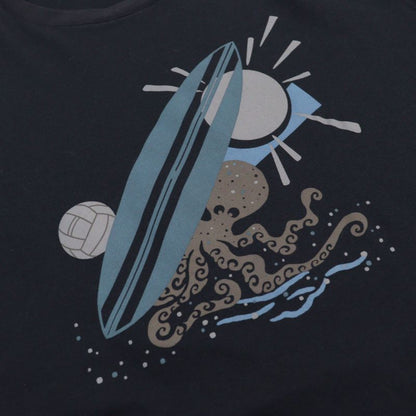 Hermes 23SS Poulp Watch 100% Cotton Octopus Print Design Crew Neck Short Sleeve