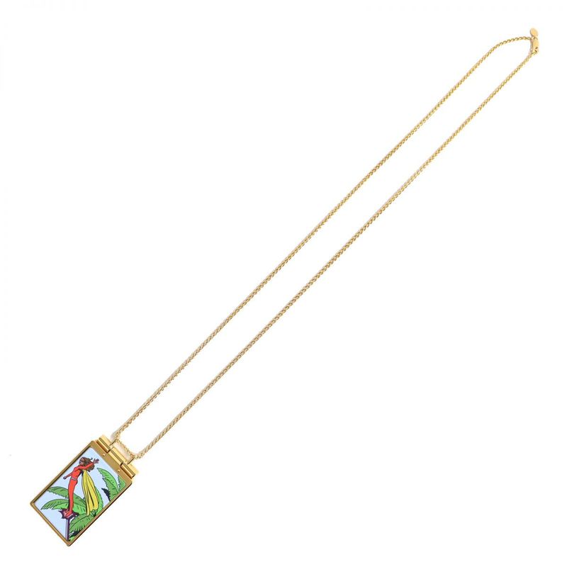 Hermes On The Beach Pendant /necklace With Mirror Gold And Multicolor Made In