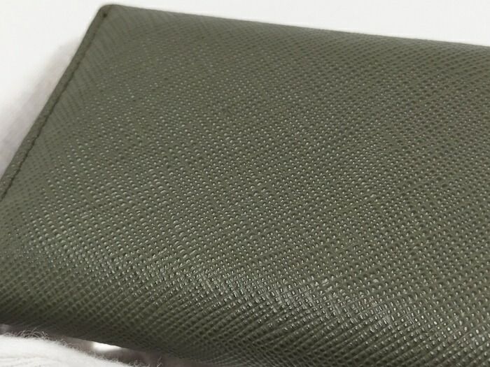 Prada Trifold Wallet With Triangular Logo Leather Green 2mh042