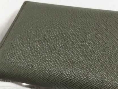 Prada Trifold Wallet With Triangular Logo Leather Green 2mh042