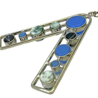 Christian DIOR Necklace Jewelry Accessories Small Metal Silver Multicolor