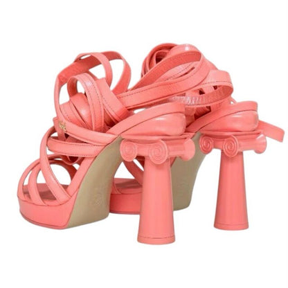 Chanel Sandals Shoes Leather Pink Gold Strap