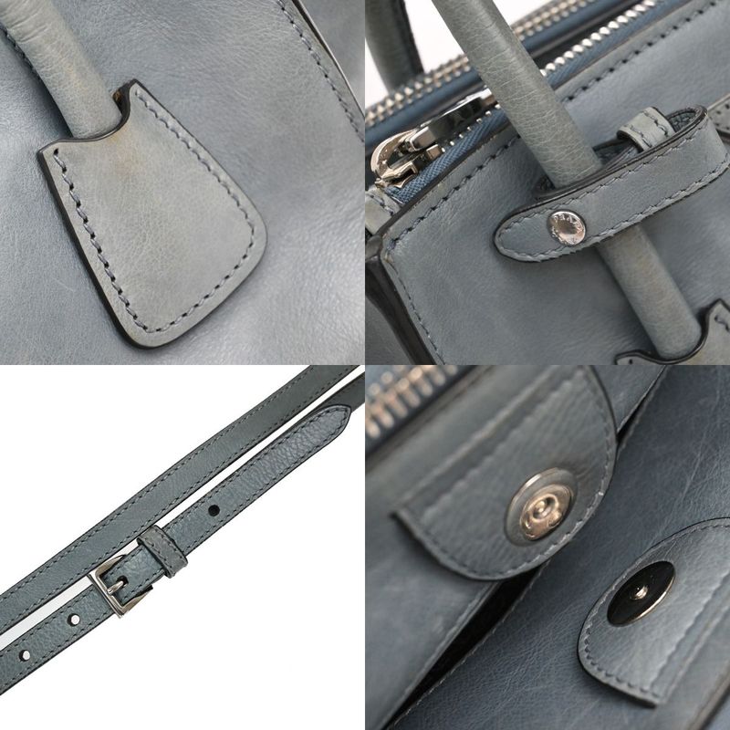 Prada Hand Shoulder Bag 2way Gray Leather 88ka908