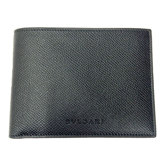 Bvlgari Leather Bifold Wallet Men's Black 366021 Bifold Wallet
