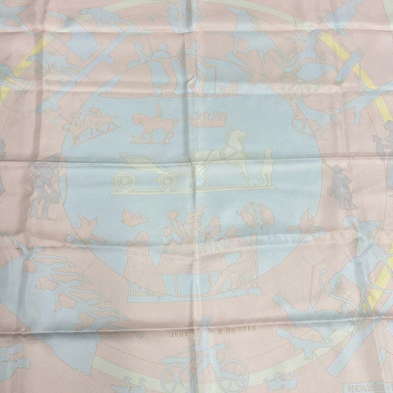 Hermes Scarf Carré 90 Light Pink × Light Blue × Multi JEUX D'ombres