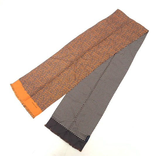 Grade Hermes Chaine D'ancre Scarf Reversible Chain Pattern Checkered Orange X
