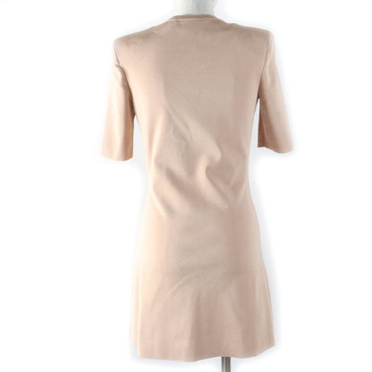 Gucci 22SS 678207 Front Zip Jersey Short Sleeve Knit Dress Pink Beige XS Made