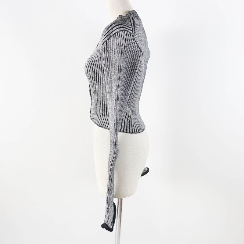 Louis Vuitton 22SS Trumpet Sleeve Cardigan Black Gray M With Box Made In Italy