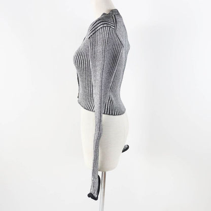 Louis Vuitton 22SS Trumpet Sleeve Cardigan Black Gray M With Box Made In Italy