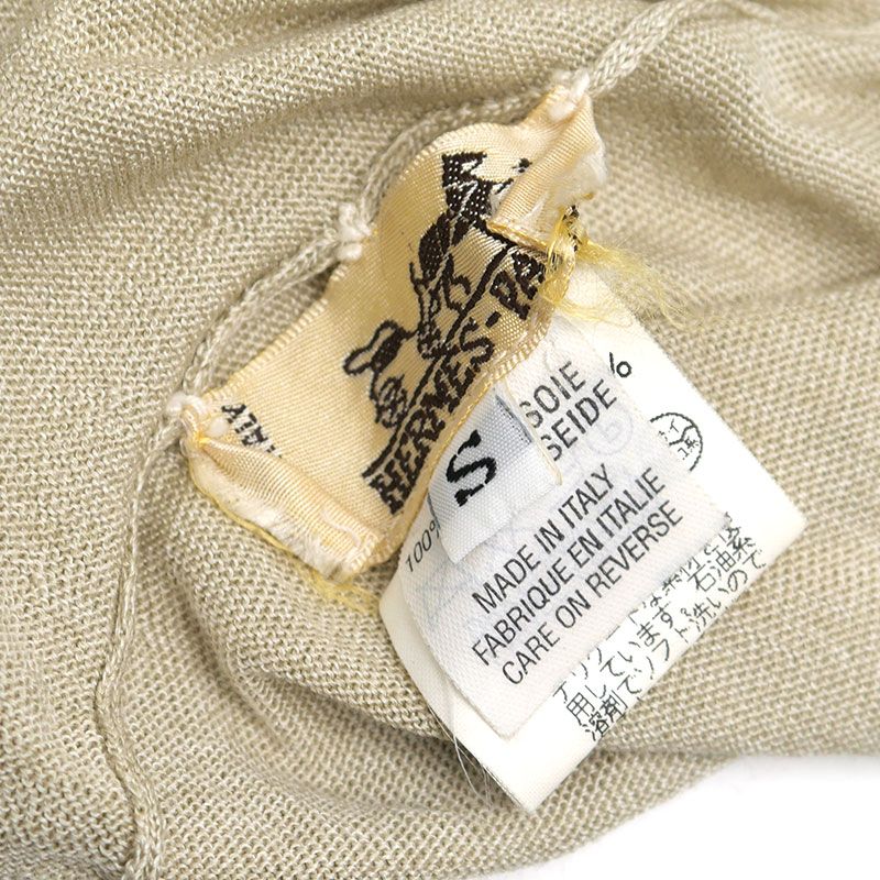 Hermes Silk Sweater Knit S Light Hand Beige