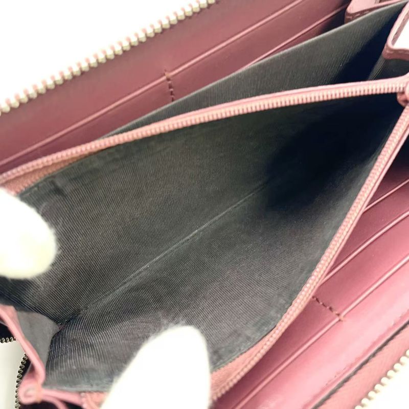 Gucci GG Blooms Round Zipper Leather X PVC Beige Wallet Silver