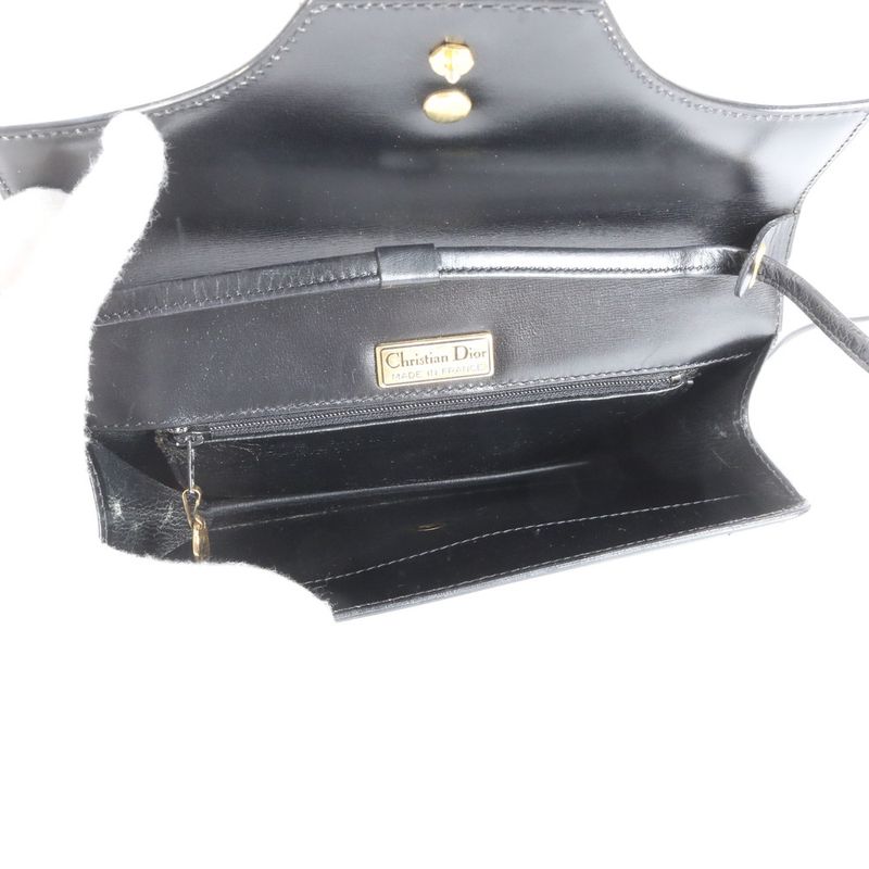 Vintage Christian Dior Ribbon Leather Shoulder Bag Crossbody Genuine Leather