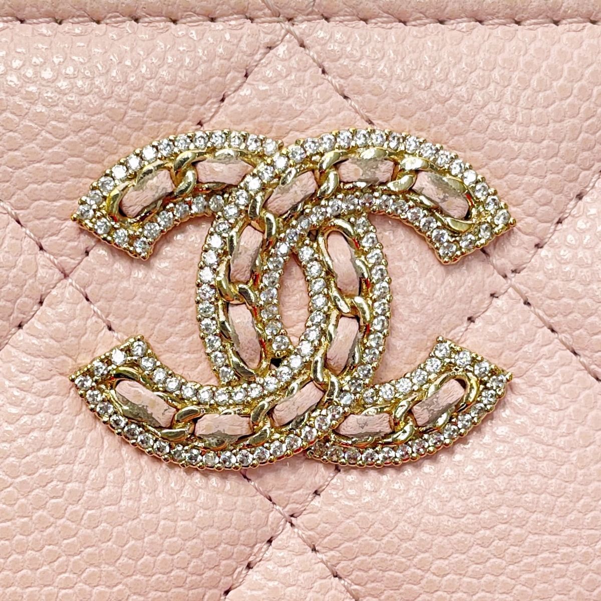 Chanel Matelasse Pink Coin Case Coin Purse Caviar Skin Ladies Gold Hardware
