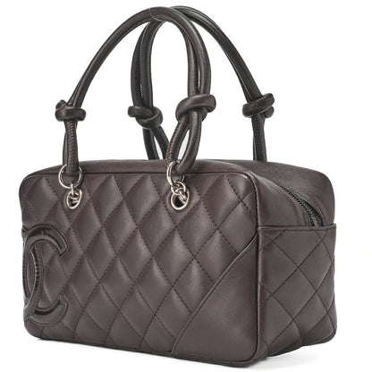 Chanel Cambon Line Calfskin And Enamel Mini Tote Bag In Brown With Silver
