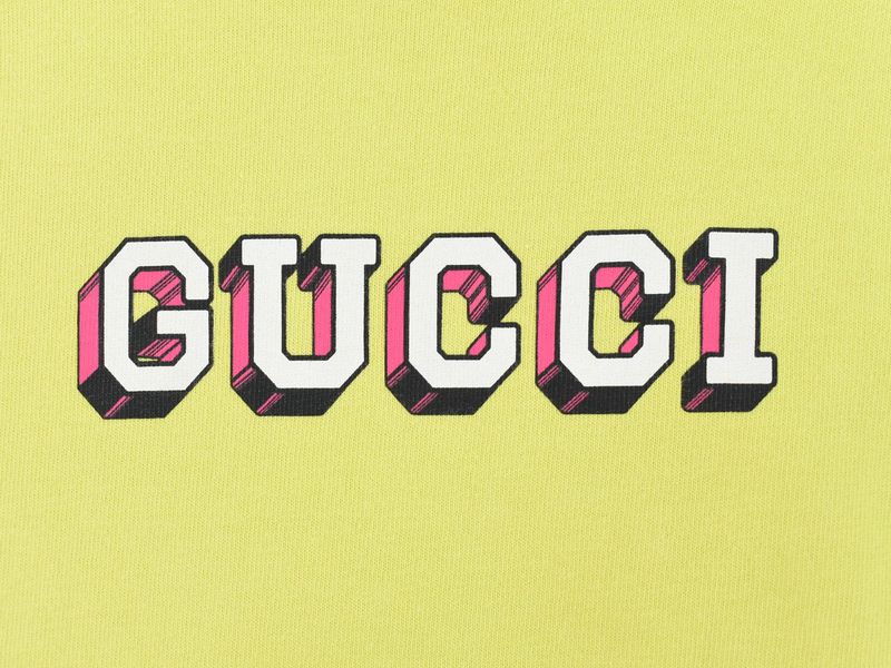 Object Gucci Logo Long T-shirt Long Sleeve Tops M Cotton Neon Yellow Clothing