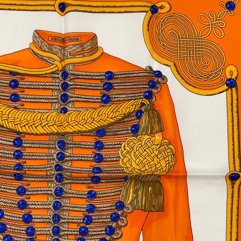 Hermes Brandebourgs Brandenburg Decor Scarf Silk Orange