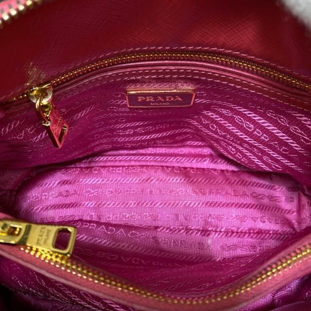 Prada Bl0838 Handbag Triangle Logo Enamel Patent Leather Scarlatto Red