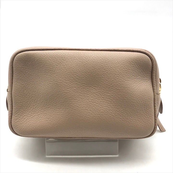 Prada Leather Pouch Gold Pink Beige Case