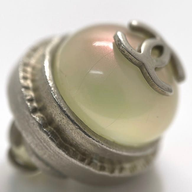 Chanel Earring Silver Pearl Style Coco Mark Excellent Condition Metal Used 98