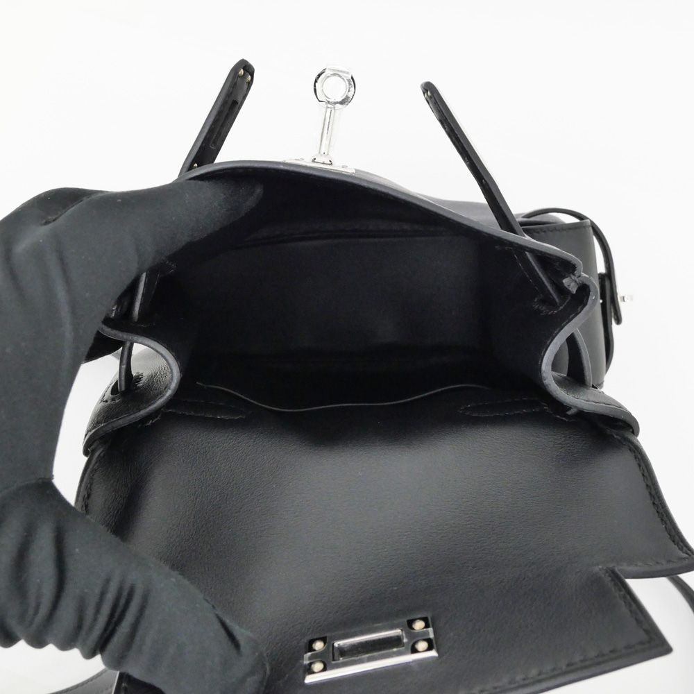 Hermes Hermes Kelly Jump Mini Black Silver Hardware Swift Backpack