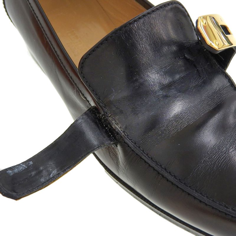 With Box Hermes Vintage Kelly Box Calf Leather Loafers Moccasins Dress Shoes