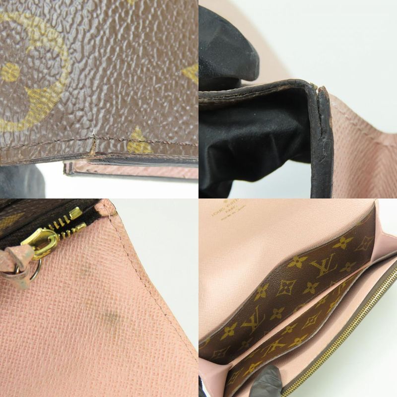 Louis Vuitton Long Wallet Portefeuille Emilie M61289 Monogram Brown Rose