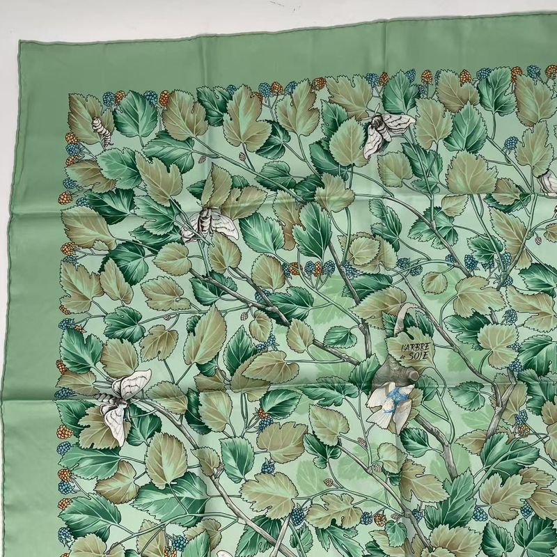 Hermes Carre 90 L'arbre De Soie Silk Tree Mulberry Tree And Silkworm Silk Scarf