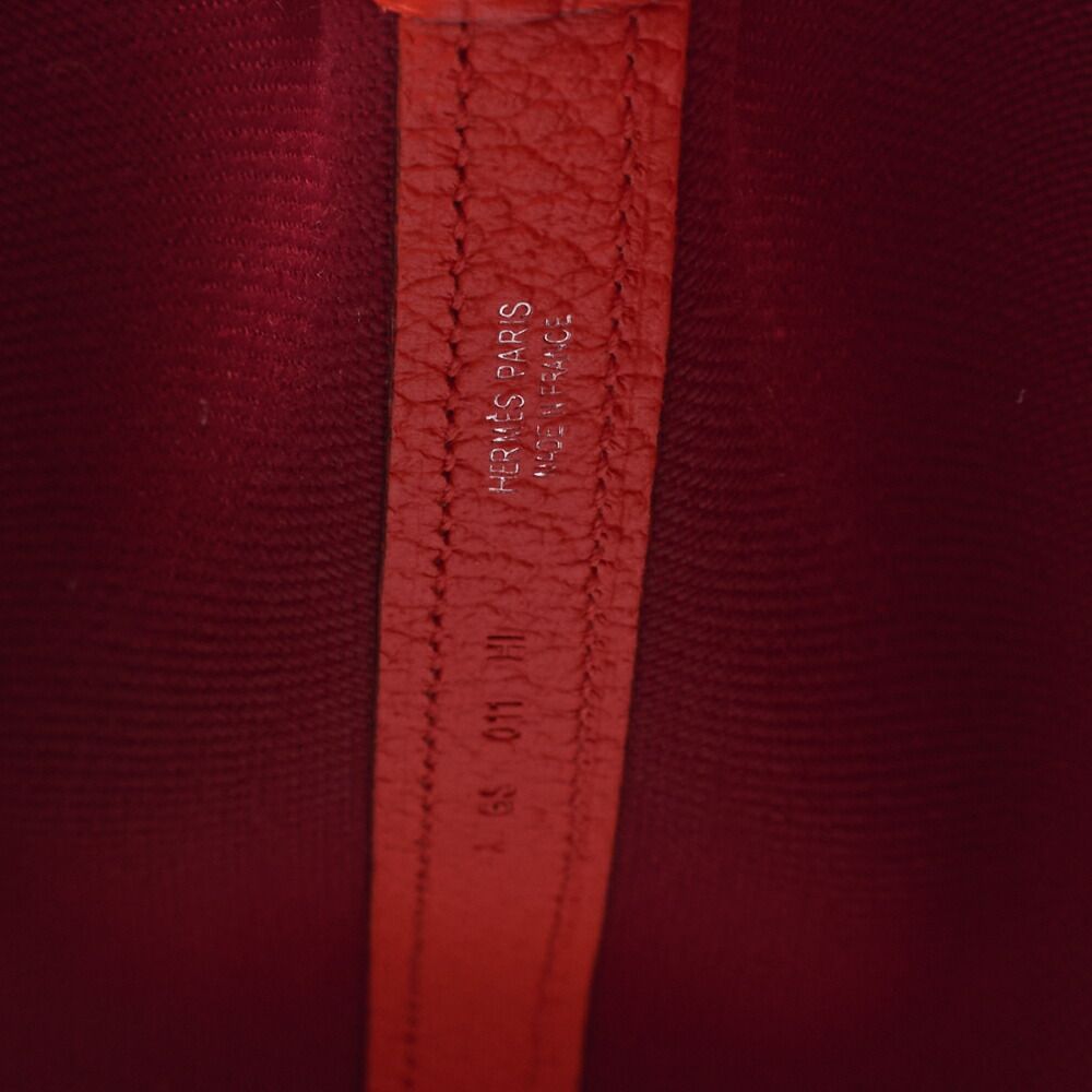 Hermes Garden Party TPM Tote Bag Toile Officier Rouge Grenat X Orange Poppi