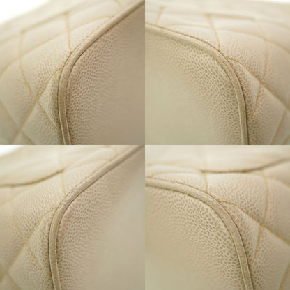 Chanel Reprint Tote Caviar Skin Ivory Grey Gold Hardware Tote Bag 0088chanel
