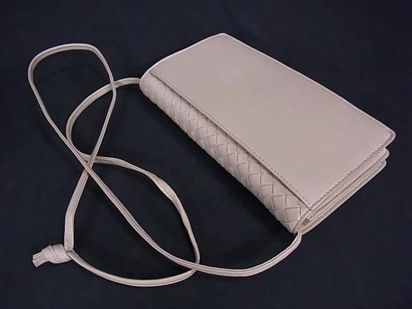 Bottega Veneta Intrecciato Leather Shoulder Wallet Mini Bag Beige Fl6571