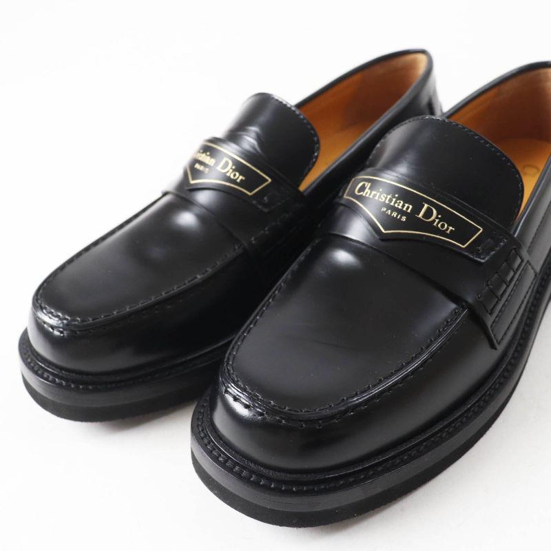 Christian DIOR BOY Leather Loafers Black 35 Women
