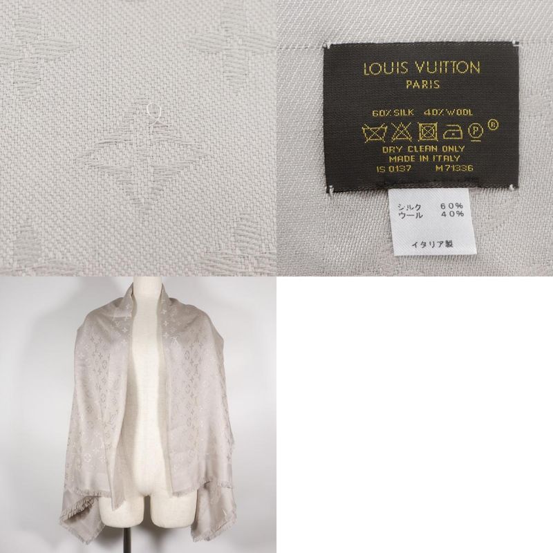 Louis Vuitton Shawl Monogram M71336 Silk Glaze Is0137 Women's Stole