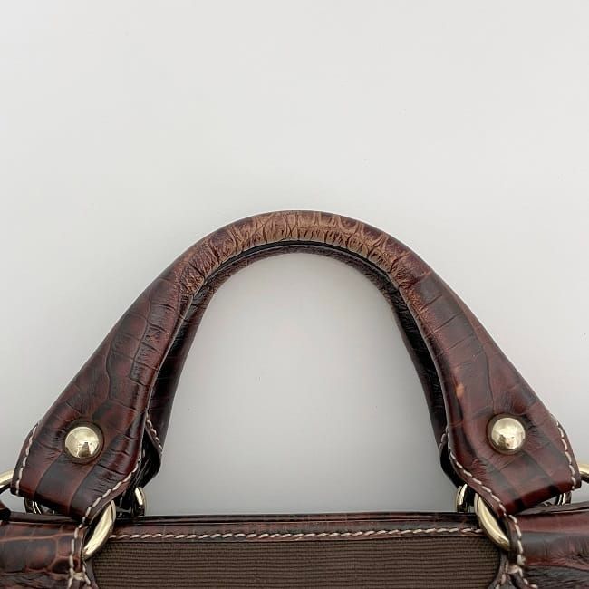 Celine Handbag Boogie Bag Brown Excellent Condition Leather Jacquard