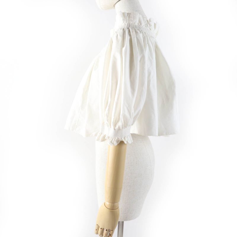 Christian DIOR 311b10a3124 Cotton Silk Off Shoulder Smock Top Ivory 40 Made In