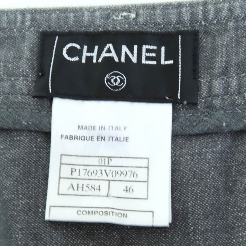 CHANEL Vintage 01P P17693 100% Cotton Coco Mark Rhinestone Coco Button Denim