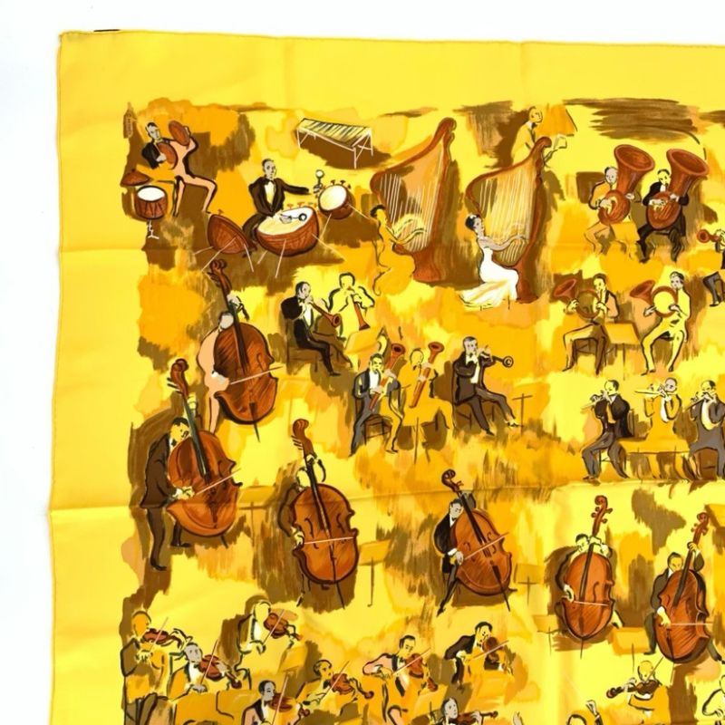 Hermes Carre 90 Concerto Scarf Yellow Tone