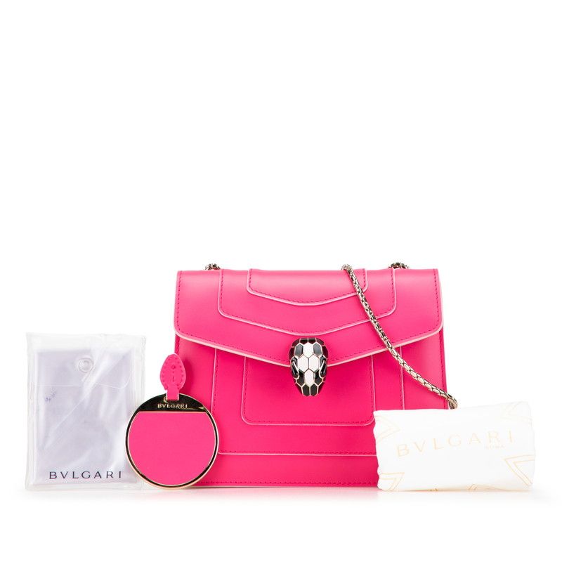 Bulgari Serpenti Forever Chain Shoulder Bag Pink Leather Women Bvlgari