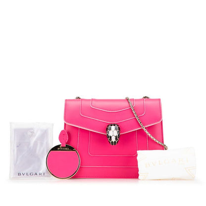 Bulgari Serpenti Forever Chain Shoulder Bag Pink Leather Women Bvlgari