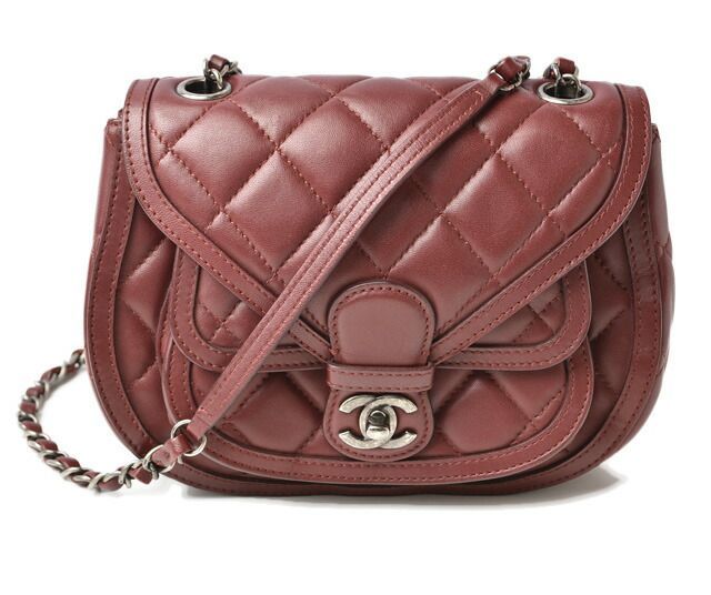 Chanel Chain Shoulder Bag Chanel Saddle Bag Lambskin Matelasse Quilted Bordeaux
