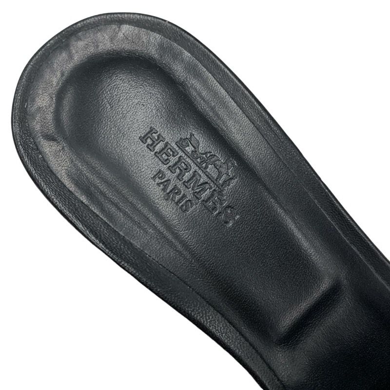 Hermes Oasis Sandals Shoes Leather Fabric Black Multicolor Mules